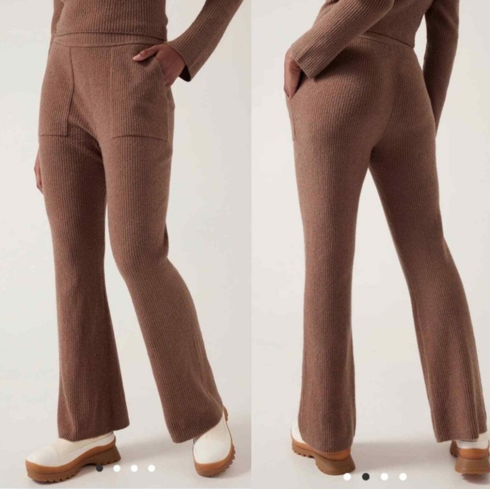 Athleta Felicity Cozy Ribbed Pant in Rustic Beige